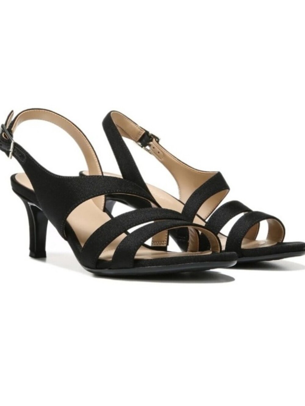 Naturalizer Womans Taimi Dress Sandal Heels Black Fabric Size 9.5